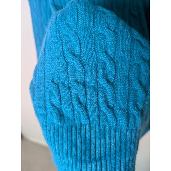 Antonio Melani 100% Cashmere Cable Knit Teal Blue Sweater Women S Preppy Soft - Picture 8 of 12